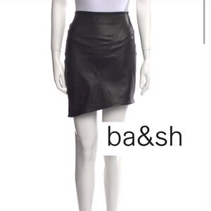 ba&sh NWT lamb leather  Black Asymmetrical Skirt